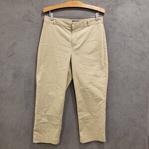 Banana Republic Womens Capri Pants Size 12 Beige Stretch Button Zip Cotton Blend